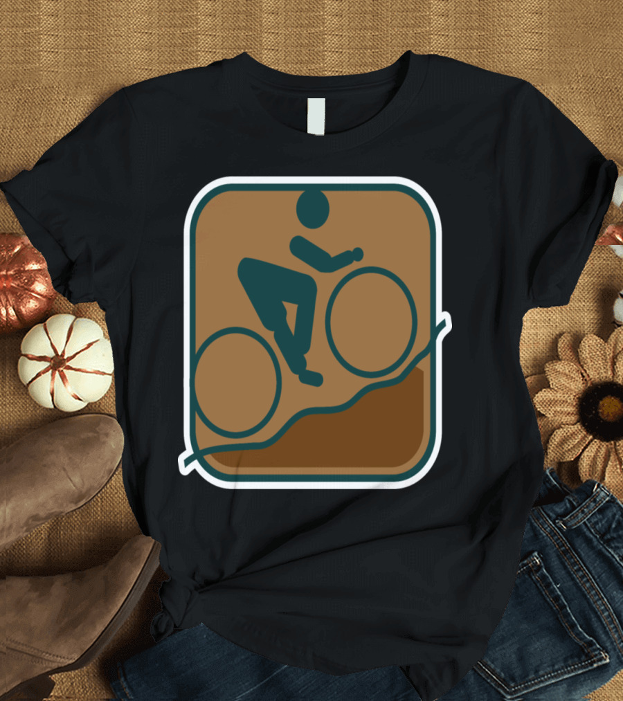 Mountain Biking Rider Symbol on Steep Terrain T-Shirt