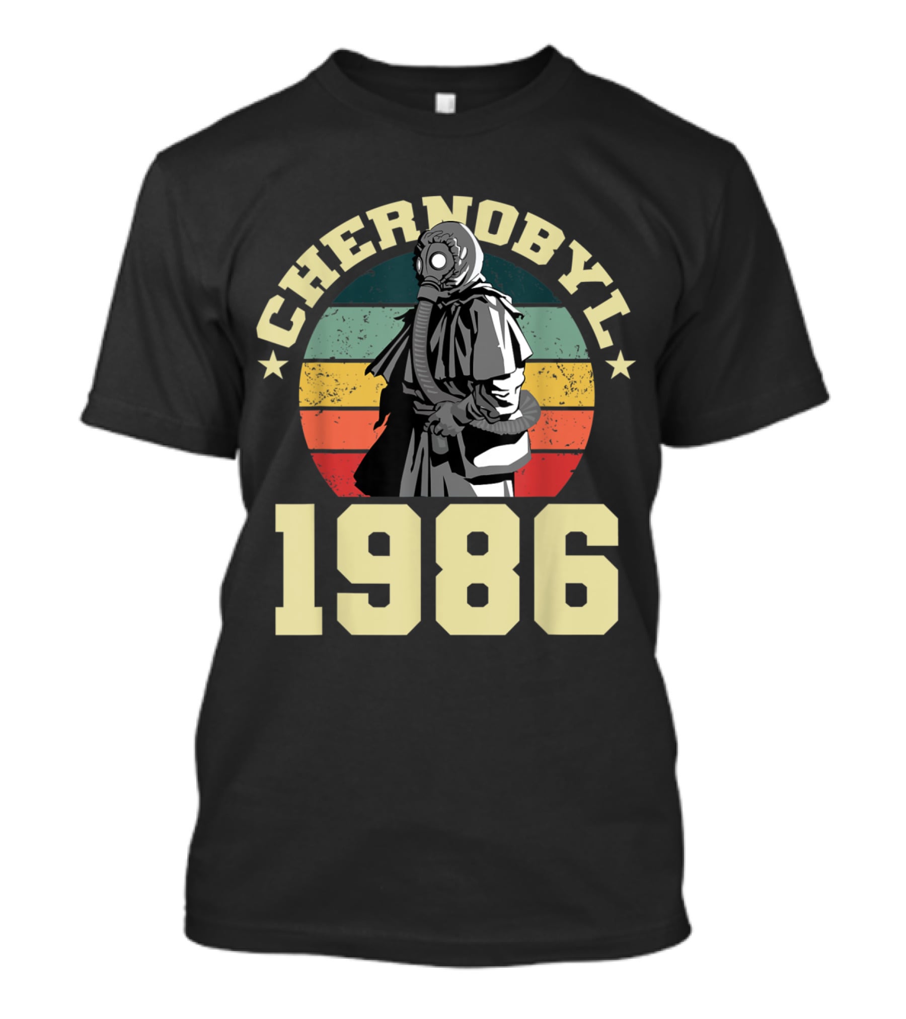 Chernobyl 1986 Vintage Gas Mask Retro Stripes T-Shirt