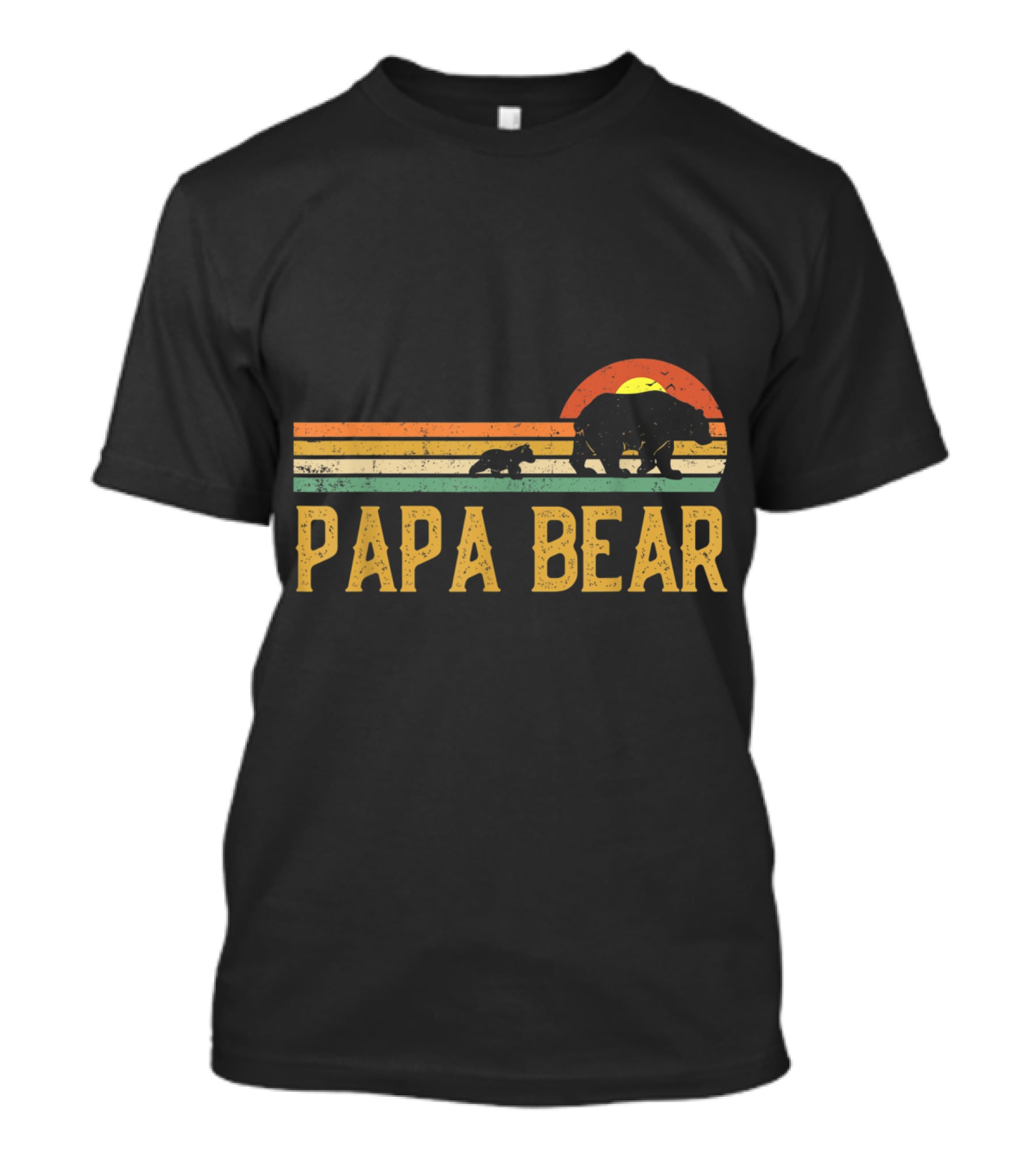 Vintage Papa Bear Daddy Retro Sunset Wildling Dad Bear 2Klog T-Shirt