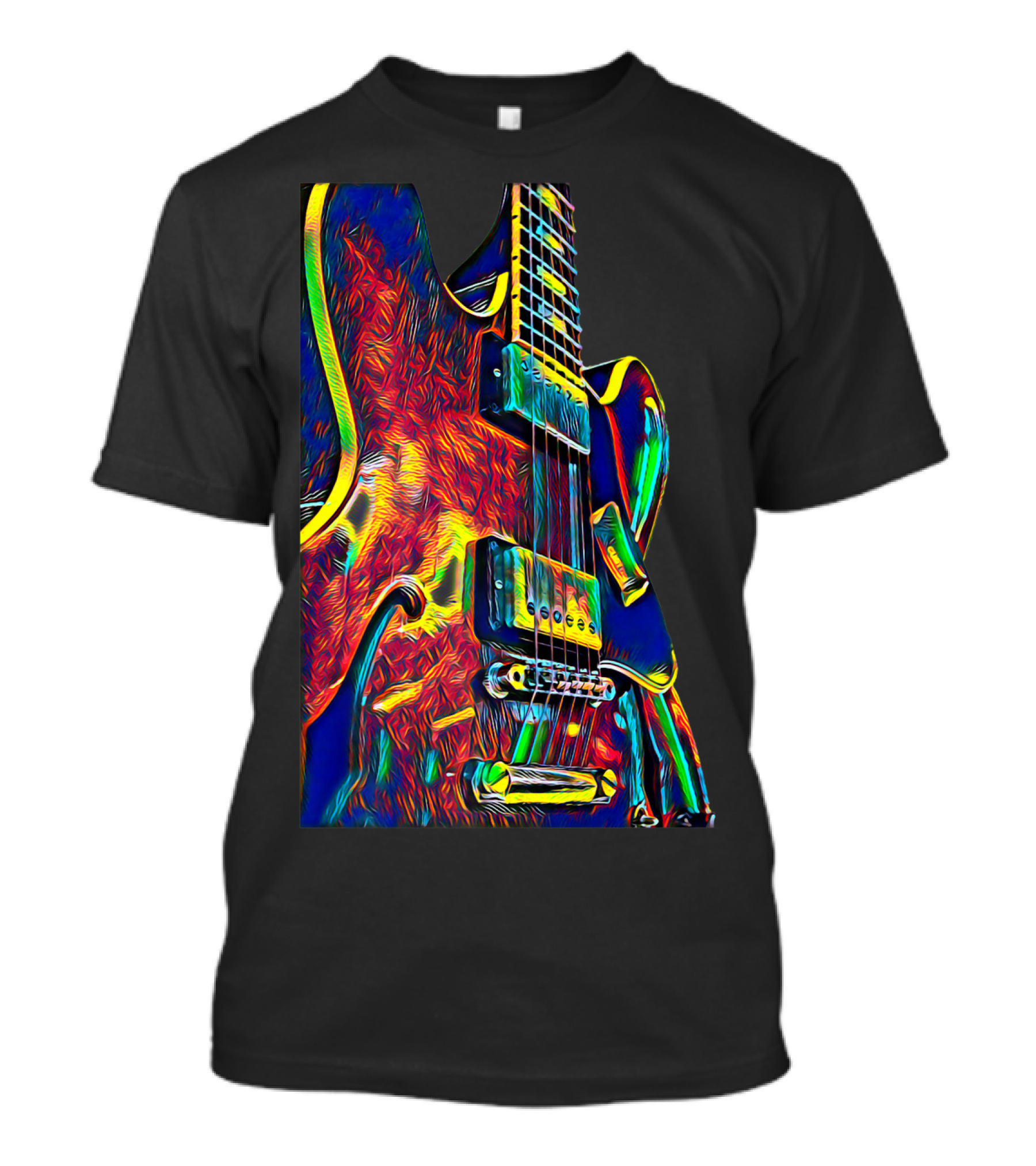 Electric Guitar Psychedelic Color Art Musician T-Shirt