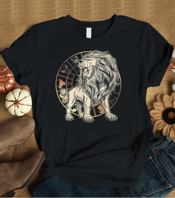 T-Shirt: Leo Zodiac Lion Born in July August Astrology Circle T-Shirt Leo Zodiac Lion Born in July August Astrology Circle T-Shirt