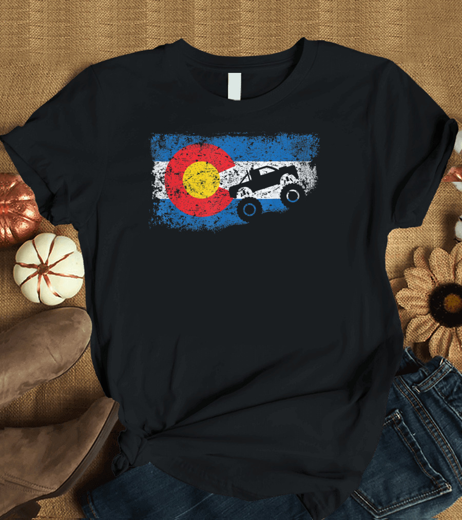 Monster Truck Colorado 4X4 Club Flag Iconic Off-Road Adventure T-Shirt