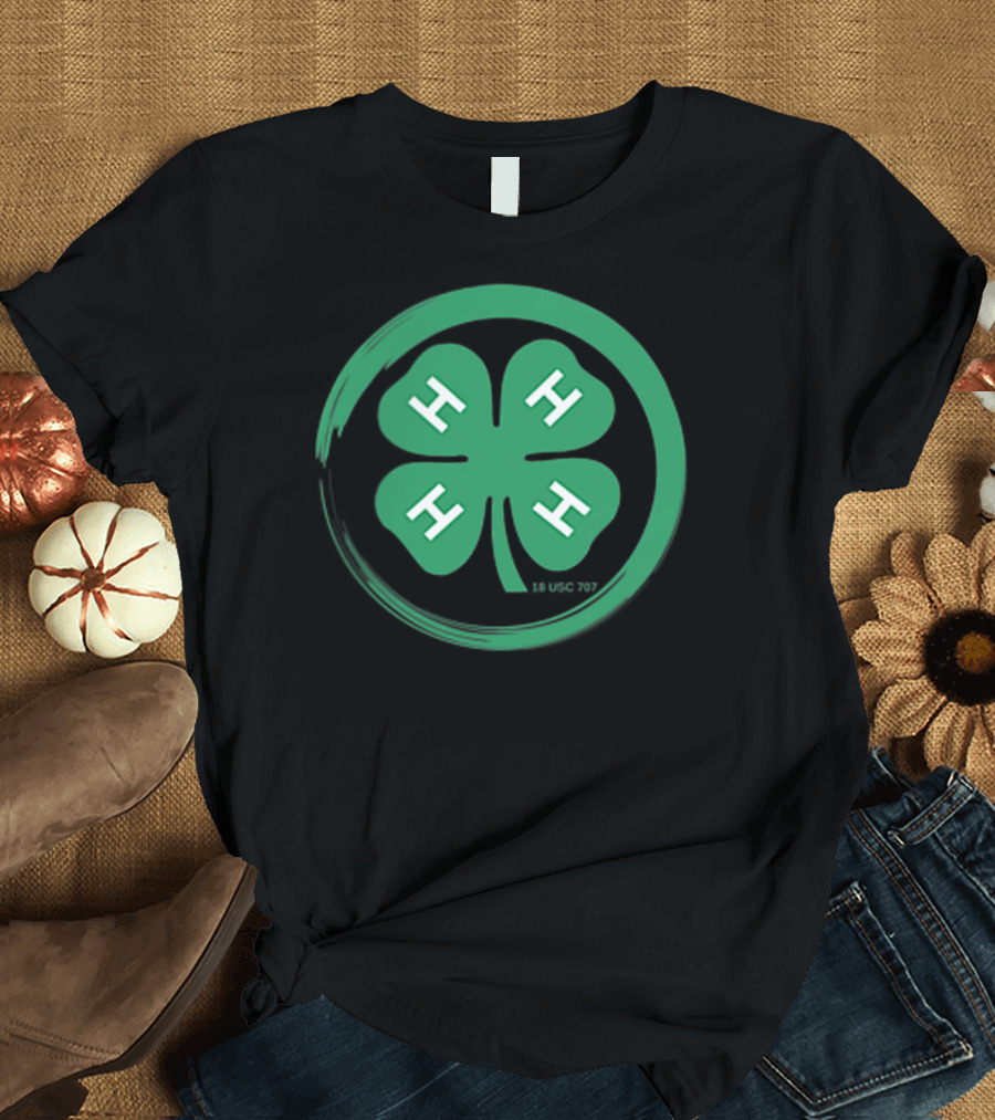 4 H Clover Emblem with 18 USC 707 Text T-Shirt