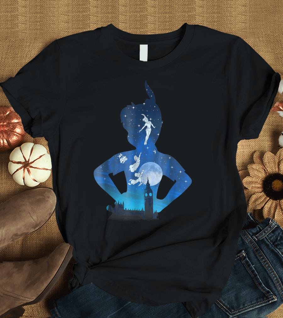 Disney Peter Pan London Night Sky Silhouette Flight T-Shirt