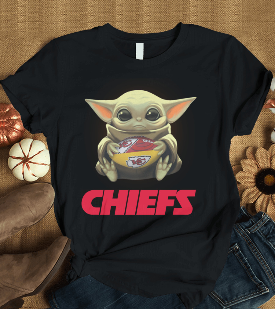 Yoda with Kansas City Chiefs Football T-Shirt