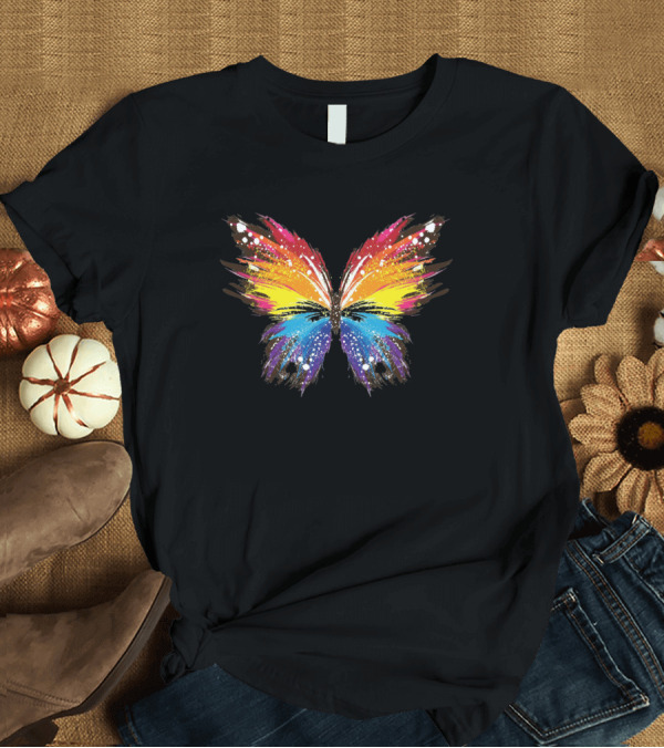 T-Shirt: Colorful Butterfly Rainbow Splash T-Shirt Colorful Butterfly Rainbow Splash T-Shirt