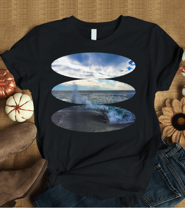 T-Shirt: Beach View Ocean Waves and Clouds Scenic T-Shirt Beach View Ocean Waves and Clouds Scenic T-Shirt