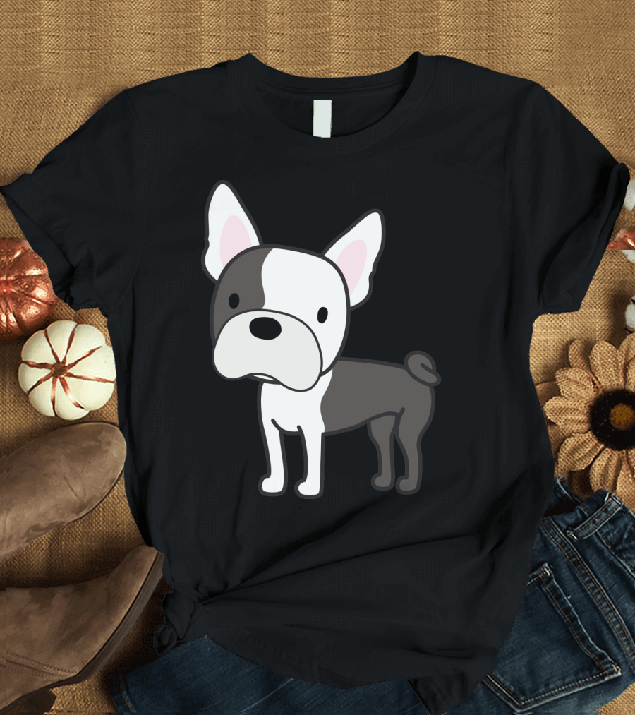 Blue Boston Terrier Cartoon T-Shirt