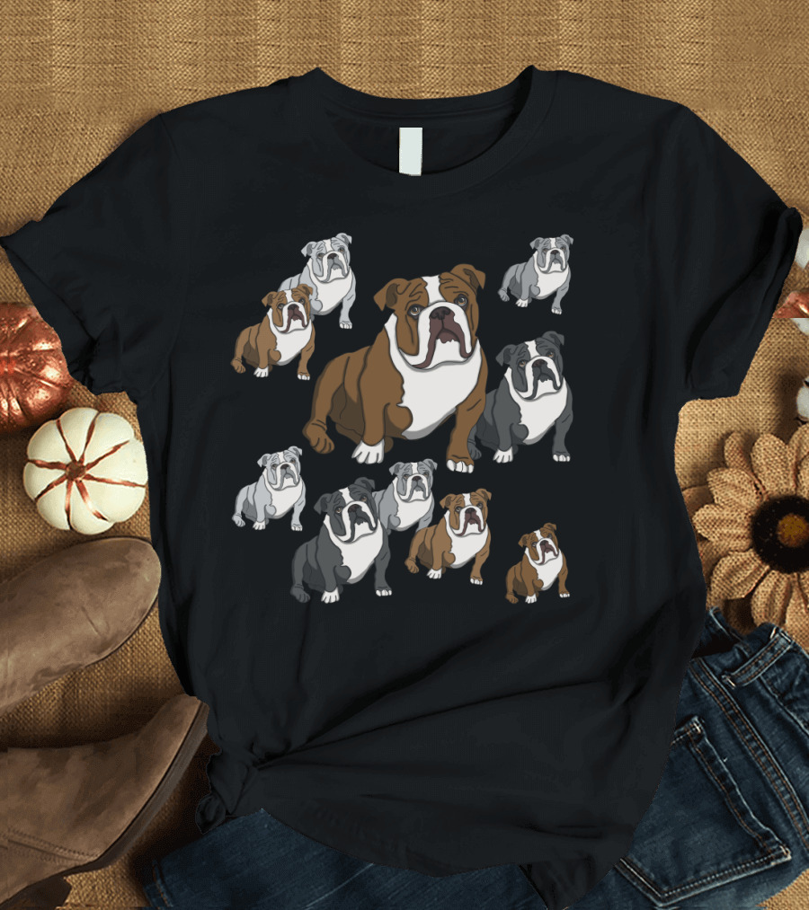 Variations of Bulldogs in Group Formation T-Shirt