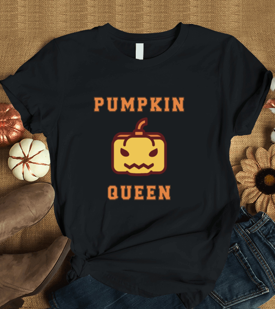 Pumpkin Queen Halloween Funny Autumn College T-Shirt