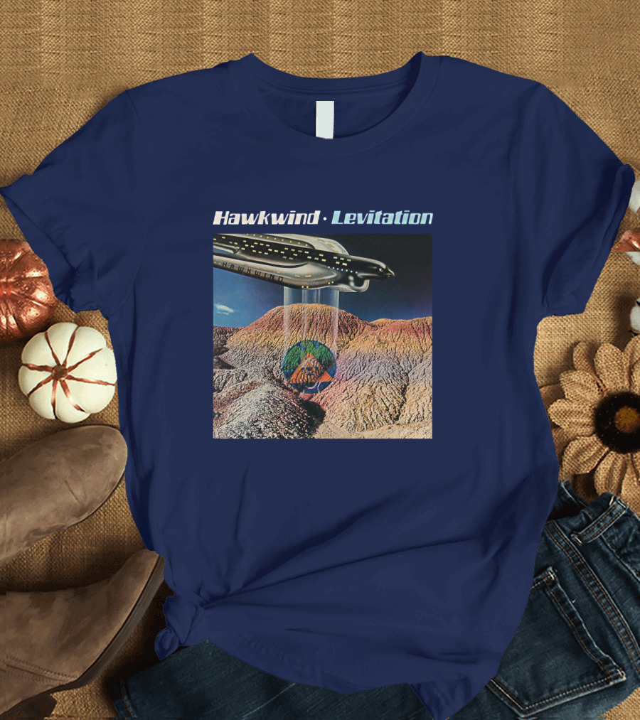 Hawkwind Levitation Spaceship over Mountain Landscape T-Shirt