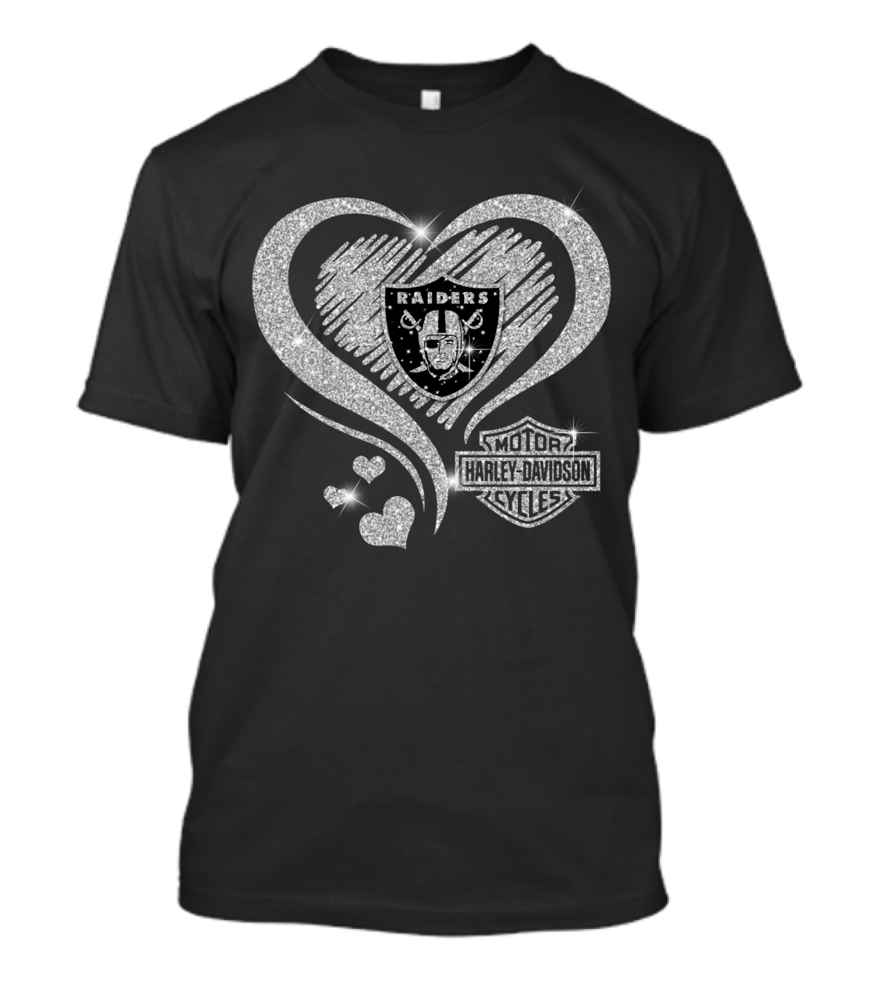 Raider Heart Harley Davidson Sparkle Raiders Nfl Oakland T-Shirt