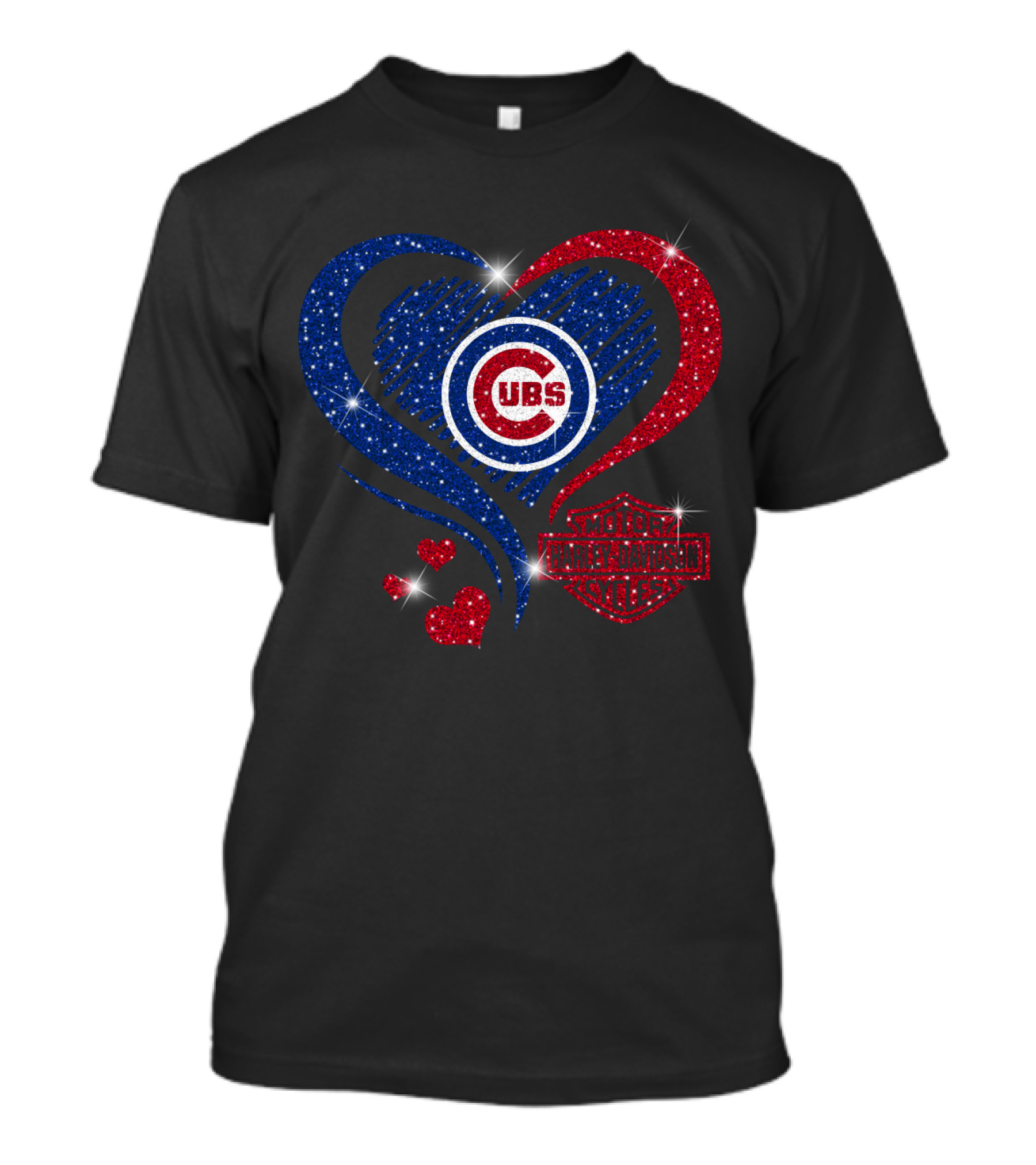 Chicago Cubs Harley Davidson Heart T-Shirt