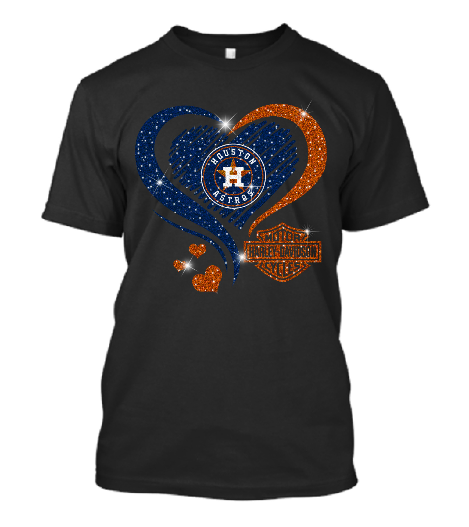 Houston Astros Harley Davidson Heart And Sparkle Combination T-Shirt