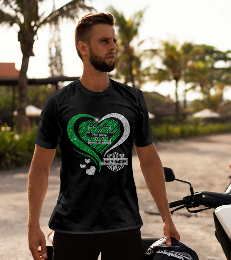 M The Herd Motor Harley Davidson Cycles Heart 0306Hd Marshall Thundering Herd T-Shirt