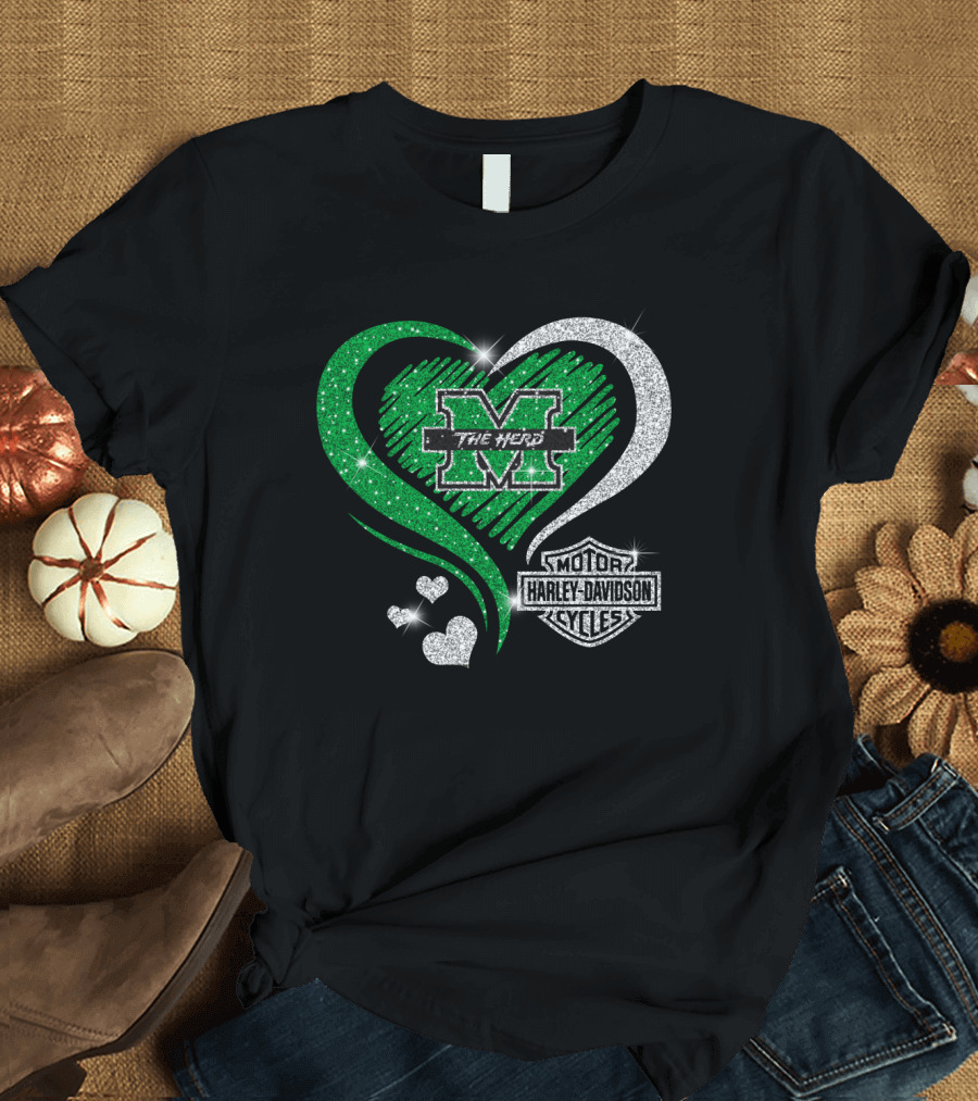 M The Herd Motor Harley Davidson Cycles Heart 0306Hd Marshall Thundering Herd T-Shirt