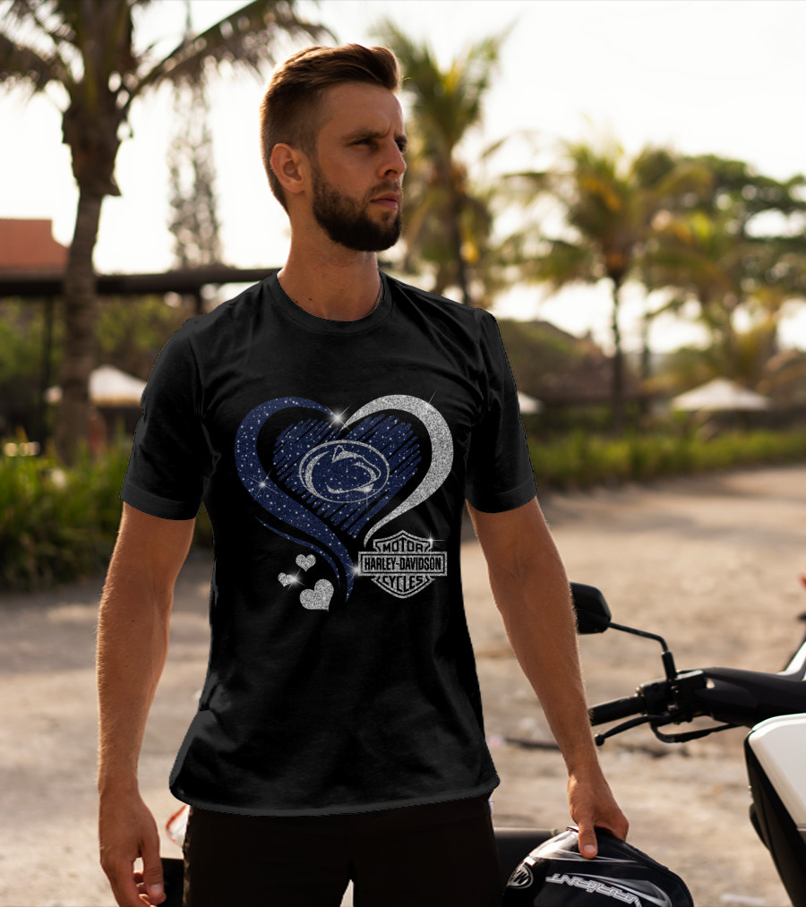 Penn State Nittany Lions Harley Davidson Heart Logo Sparkle 0306Hd T-Shirt