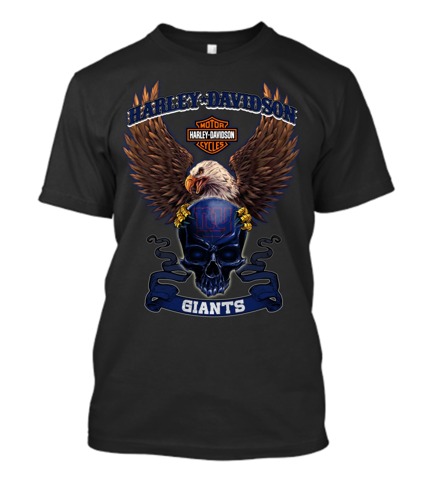 Harley Davidson Motorcycles Giants Ny Eagle Skull T-Shirt