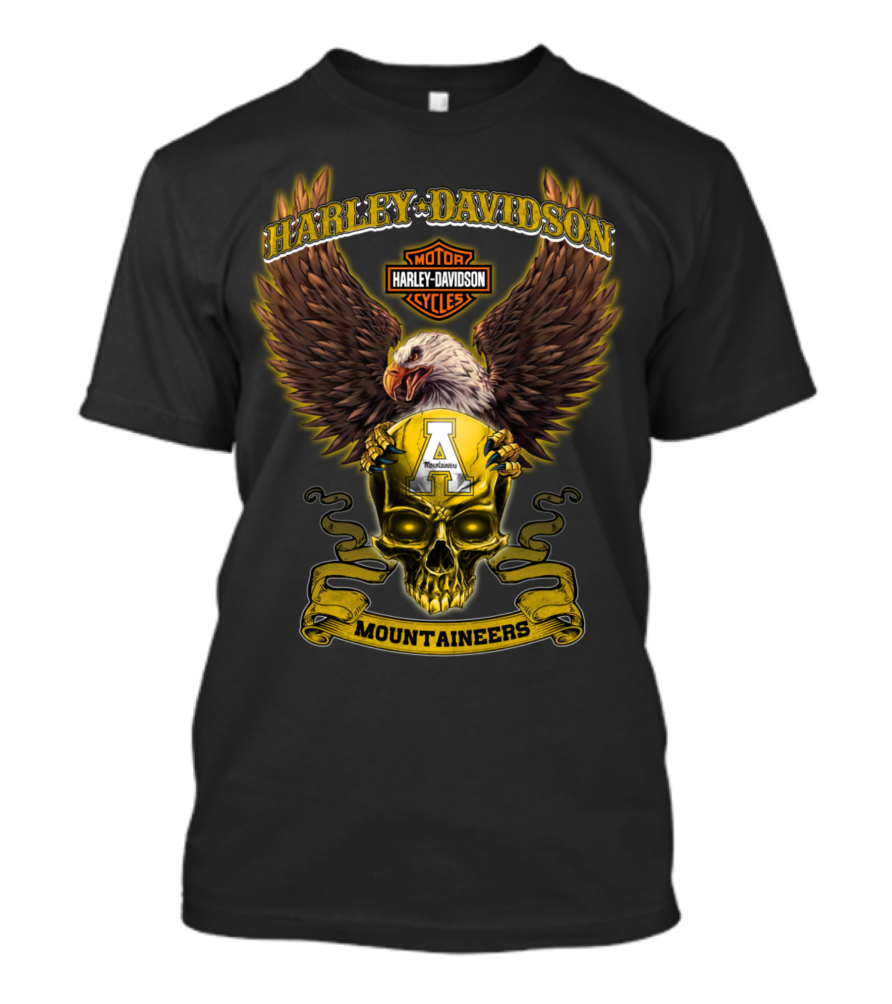 Harley Davidson Eagle Skull Appalachian State Mountaineers T-Shirt