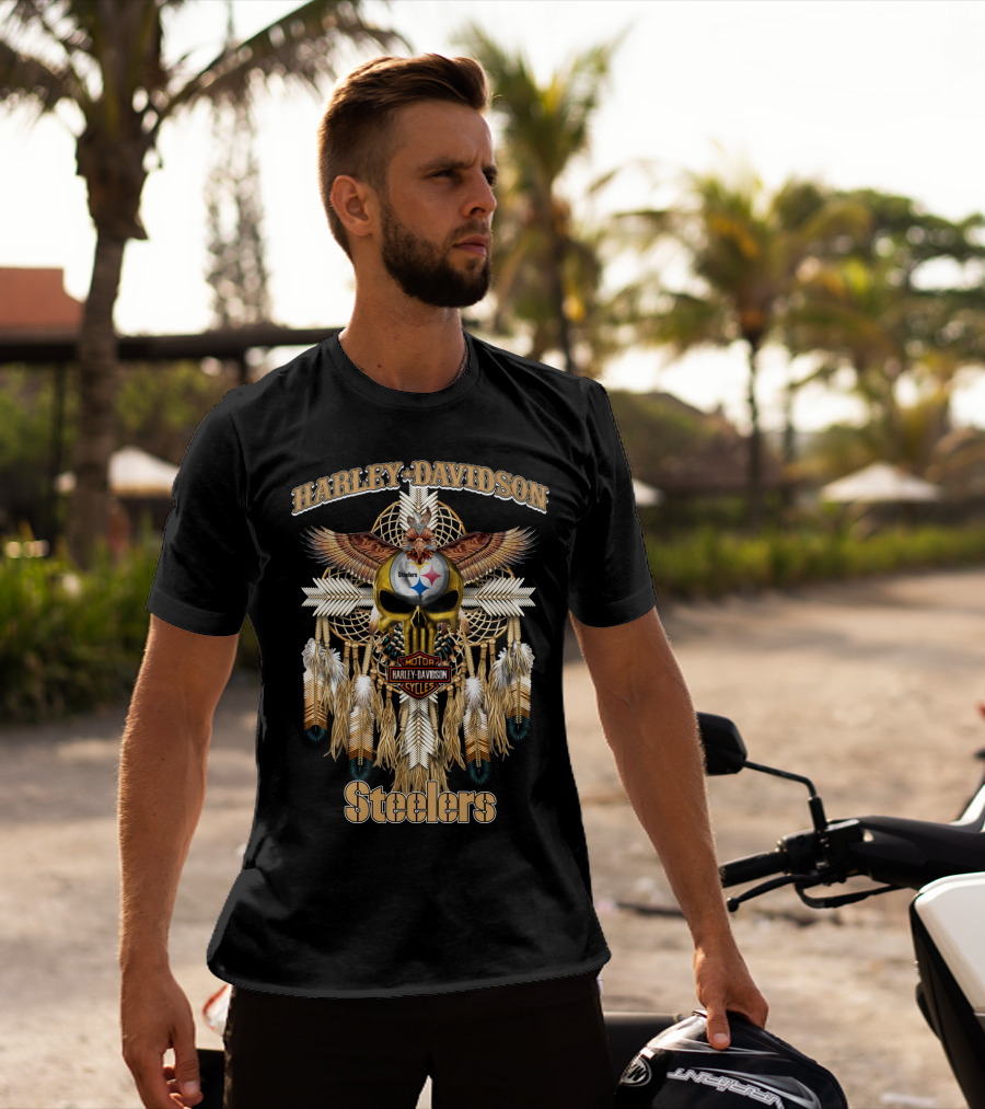 Harley Davidson Steelers Motorcycles Dreamcatcher T-Shirt