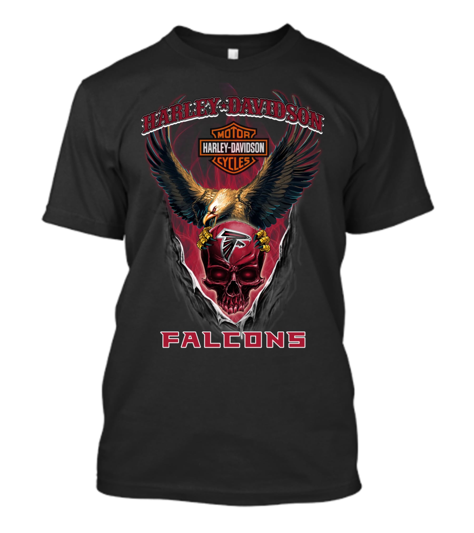 Harley Davidson Motorcycles Atlanta Falcons Eagle Skull T-Shirt