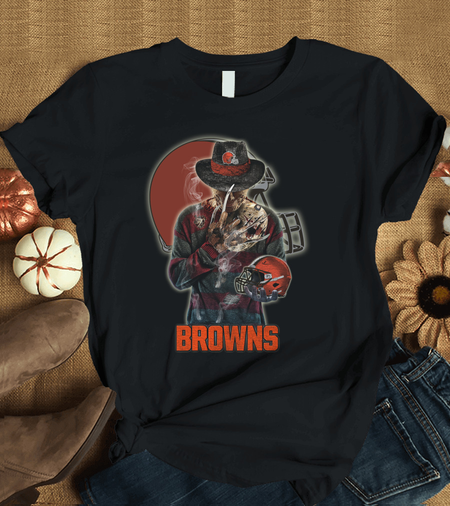 Browns Jason Voorhees Freddy Krueger Mashup Cleveland Helmet T-Shirt