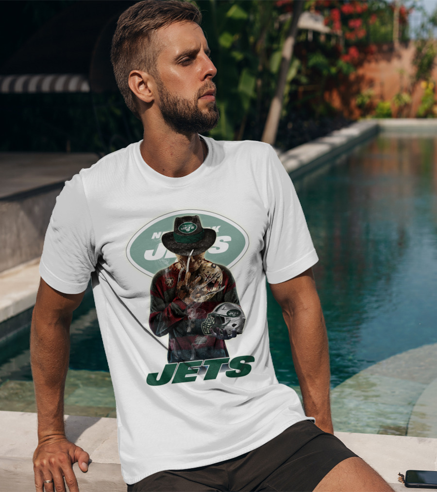 Jason Voorhees New York Jets Freddy Krueger Crossover NFL Football Fan T-Shirt