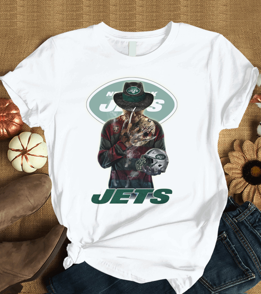 Jason Voorhees New York Jets Freddy Krueger Crossover NFL Football Fan T-Shirt