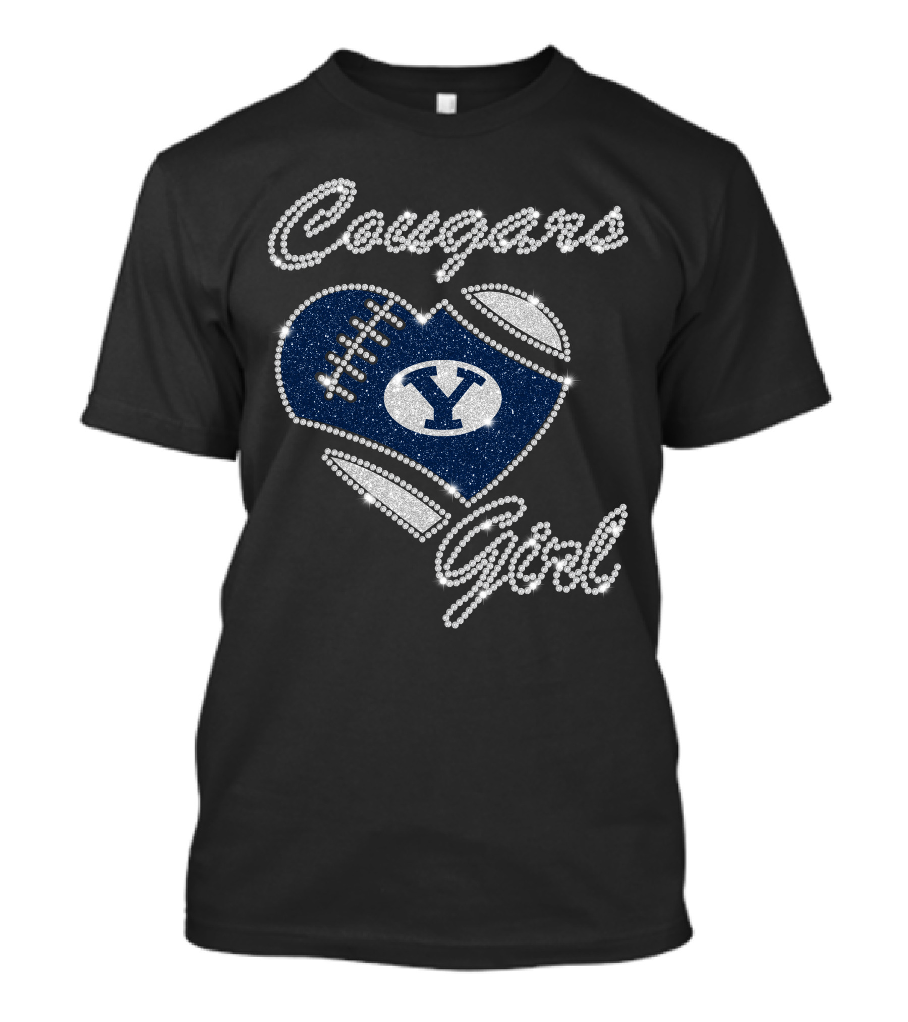 BYU Cougars Girl Football Heart T-Shirt