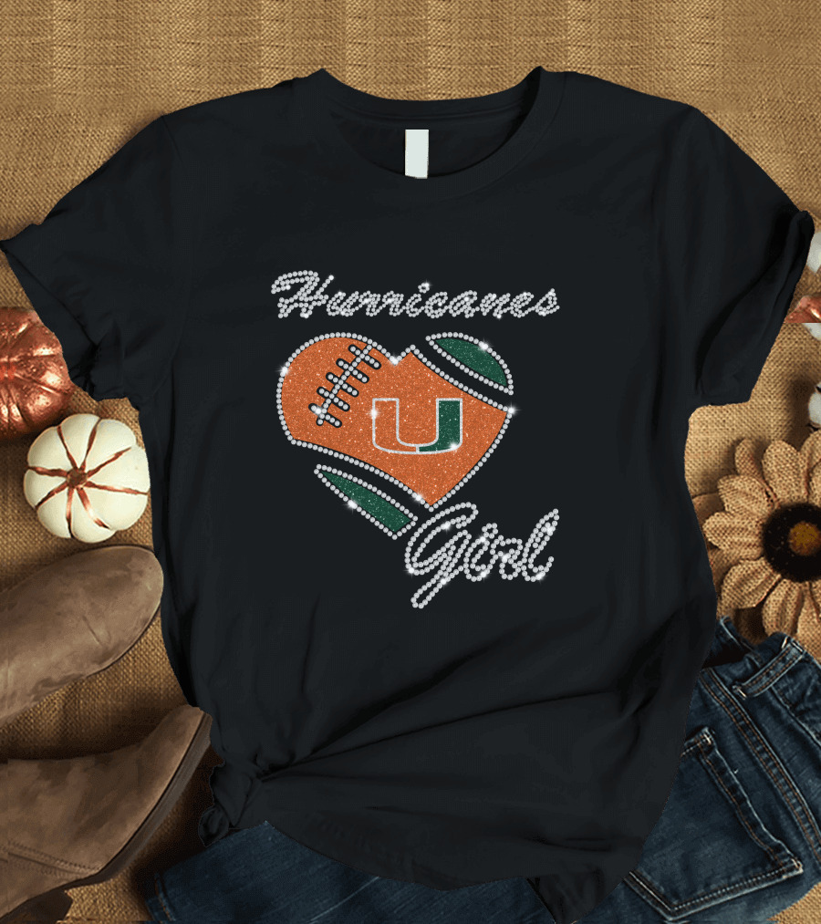 Hurricanes Girl Miami U Football Heart T-Shirt