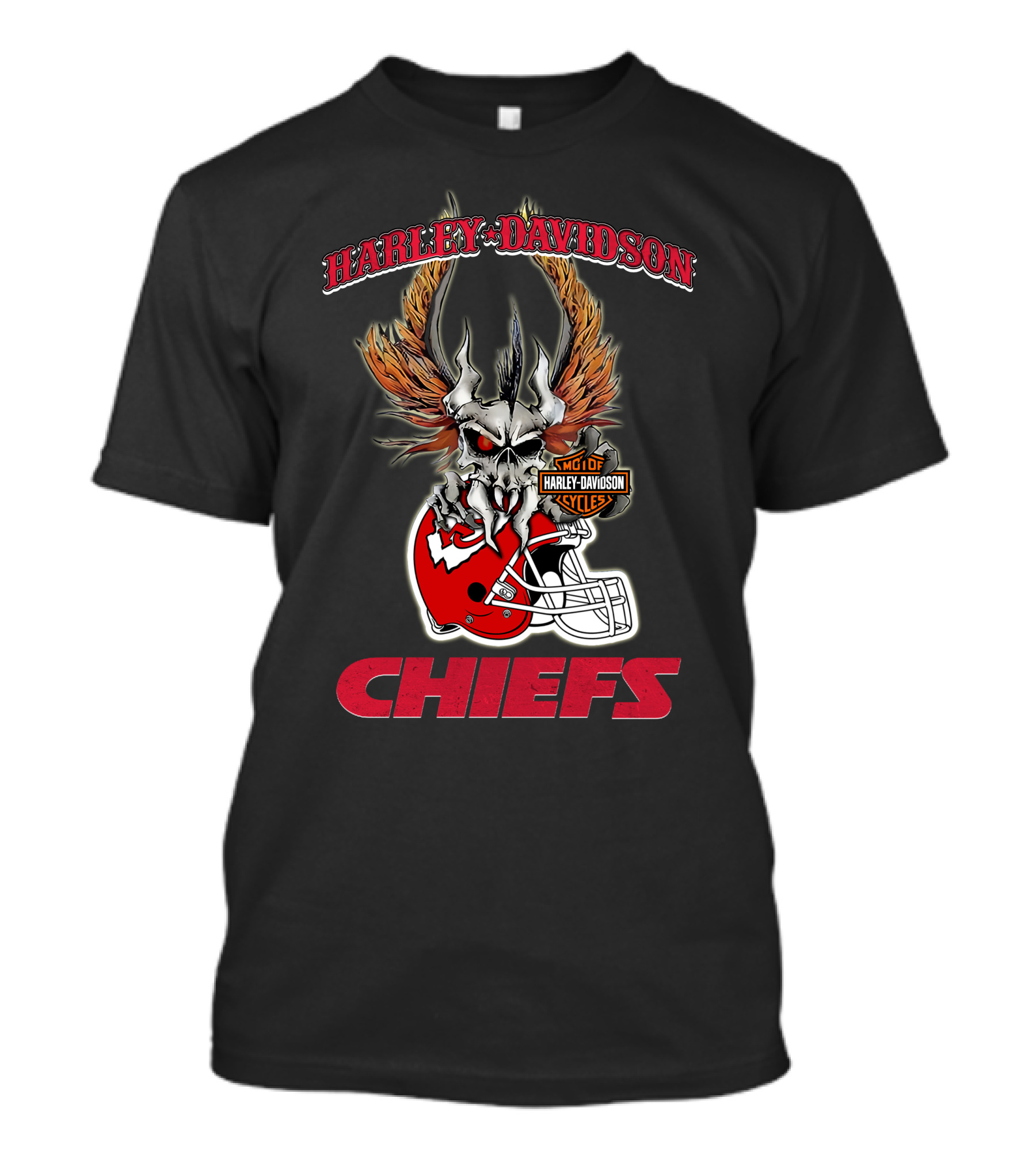 Harley Davidson Kansas City Chiefs Skull Helmet Chiefs T-Shirt