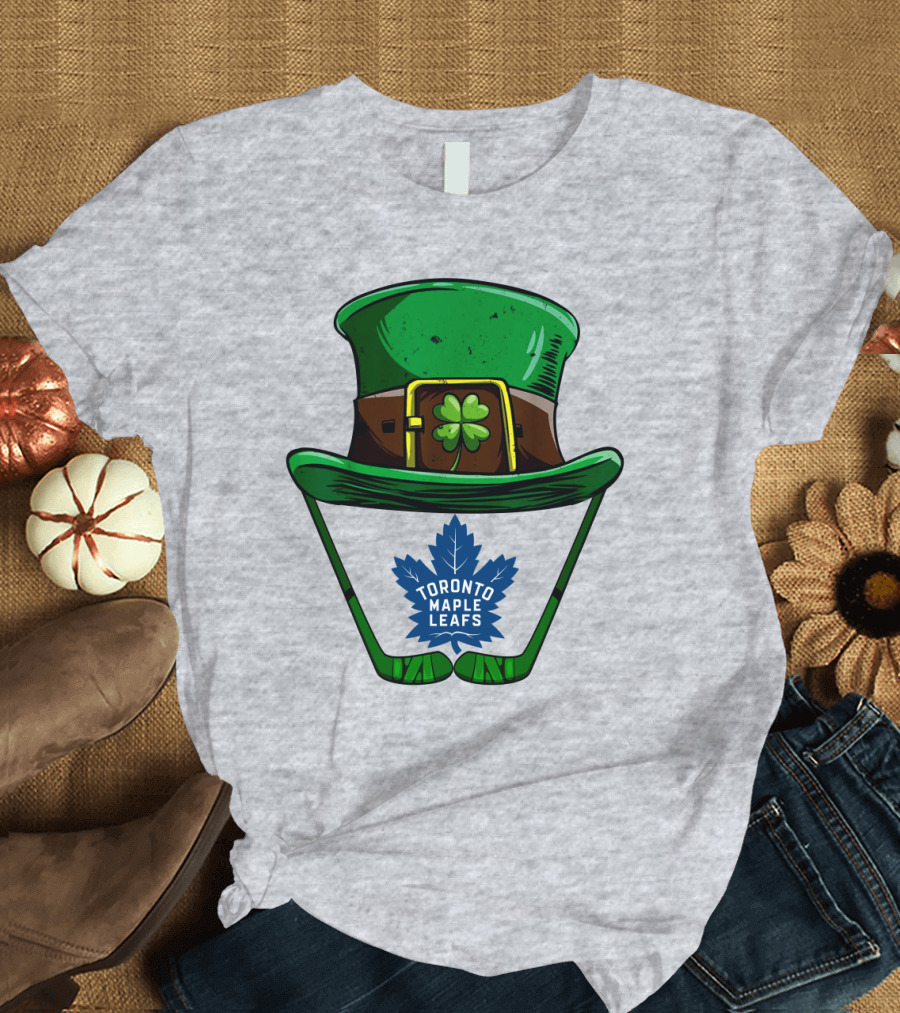 Toronto Maple Leafs St. Patrick's Day Hockey Hat and Clover T-Shirt