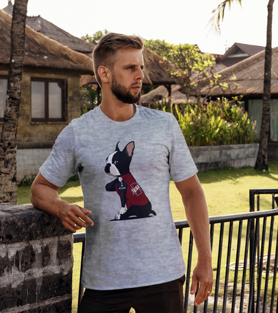 Mississippi State Bulldogs Love Boston Terrier In Jersey T-Shirt