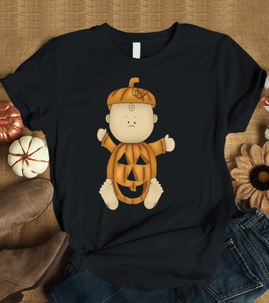 Halloween Baby Pumpkin Costume Face T-Shirt