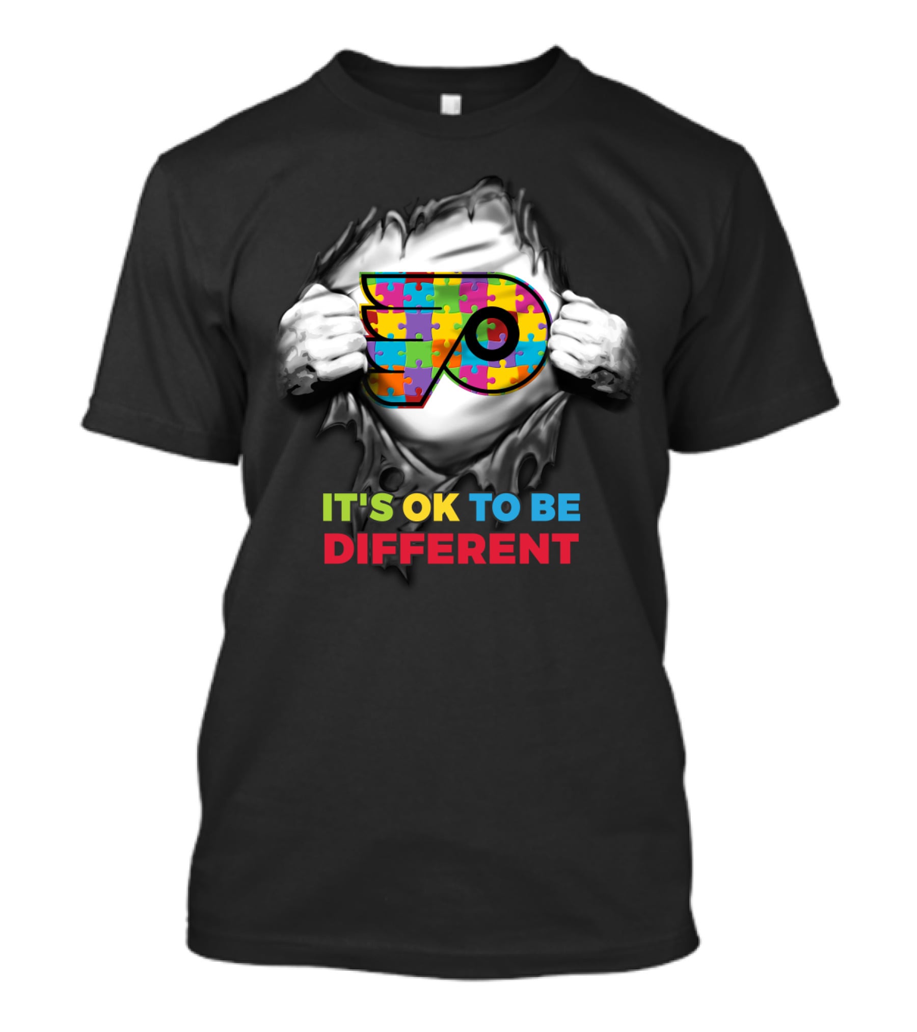It's Ok To Be Different Autism Puzzle Flyer Nhl T-Shirt