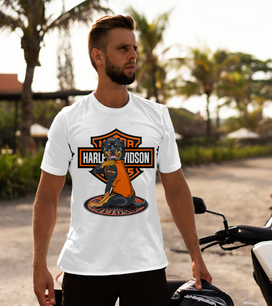 Harley Davidson Motorcycles Rottweiler T-Shirt