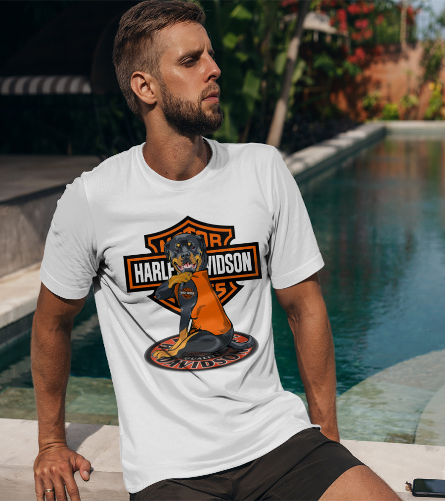 Harley Davidson Motorcycles Rottweiler T-Shirt