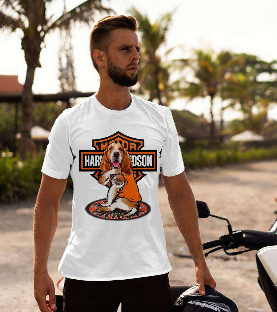 Harley Davidson Basset Hound Motor T-Shirt