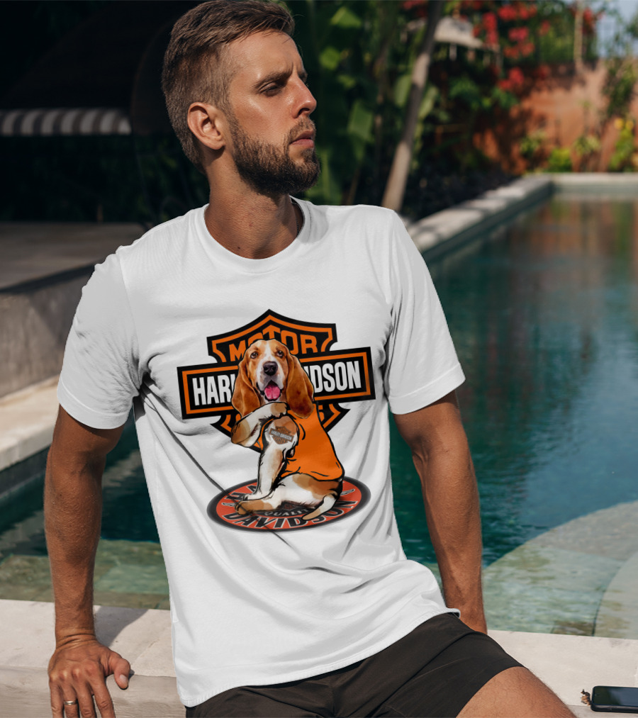 Harley Davidson Basset Hound Motor T-Shirt