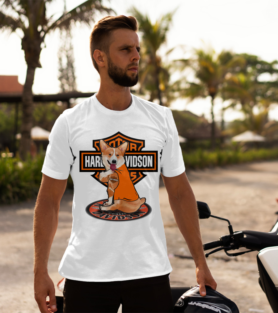 Harley Davidson Motor Corgi T-Shirt