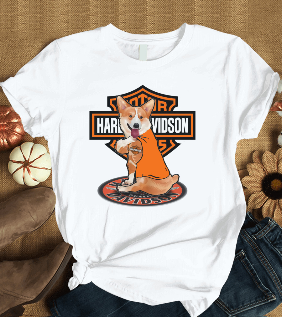 Harley Davidson Motor Corgi T-Shirt