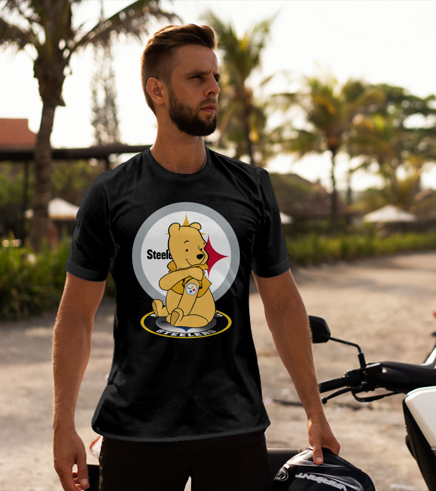 Pooh Steelers Logo Embrace With Iconic Football T-Shirt