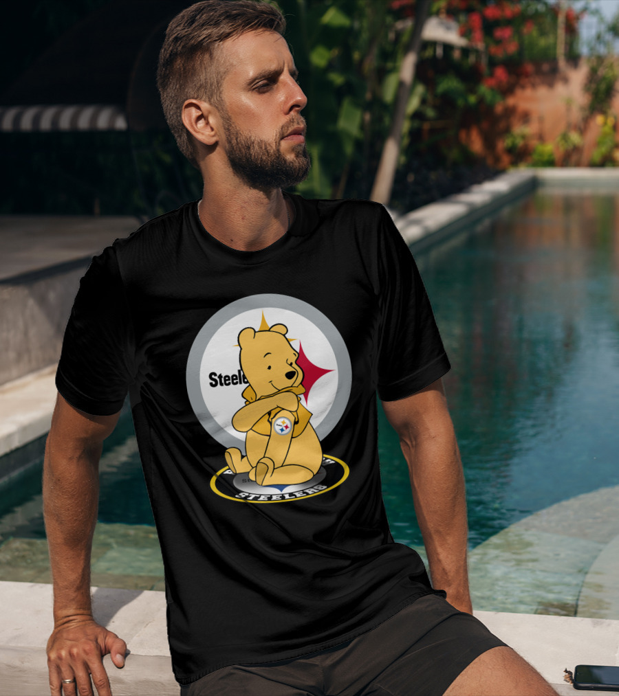 Pooh Steelers Logo Embrace With Iconic Football T-Shirt