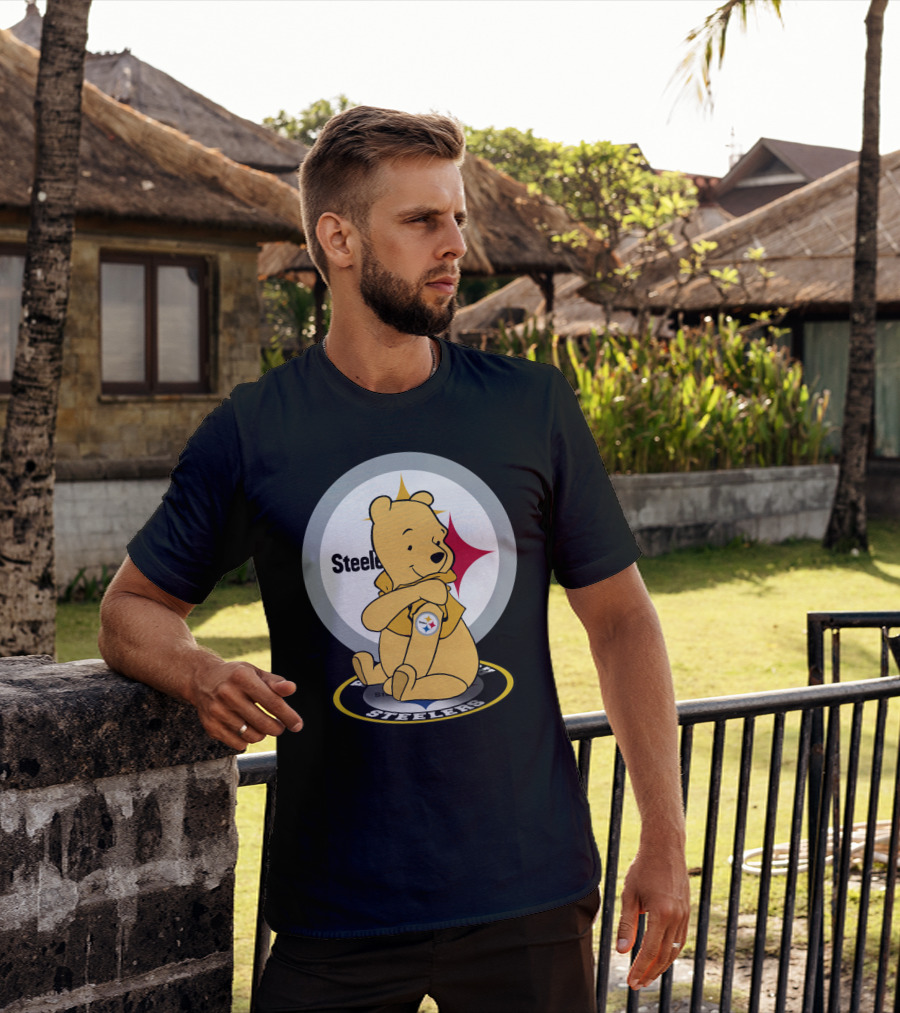 Pooh Steelers Logo Embrace With Iconic Football T-Shirt