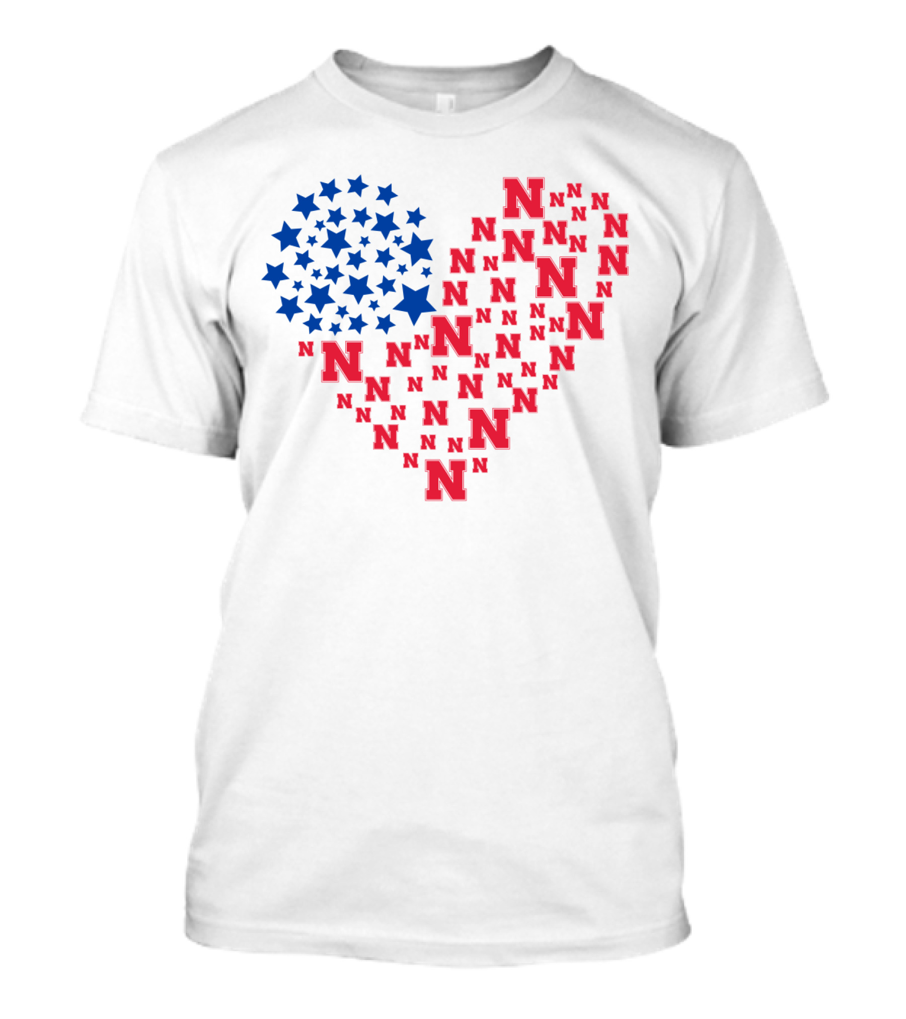 Heartflag Ncaa 19 Nebraska Red N Blue Stars T-Shirt