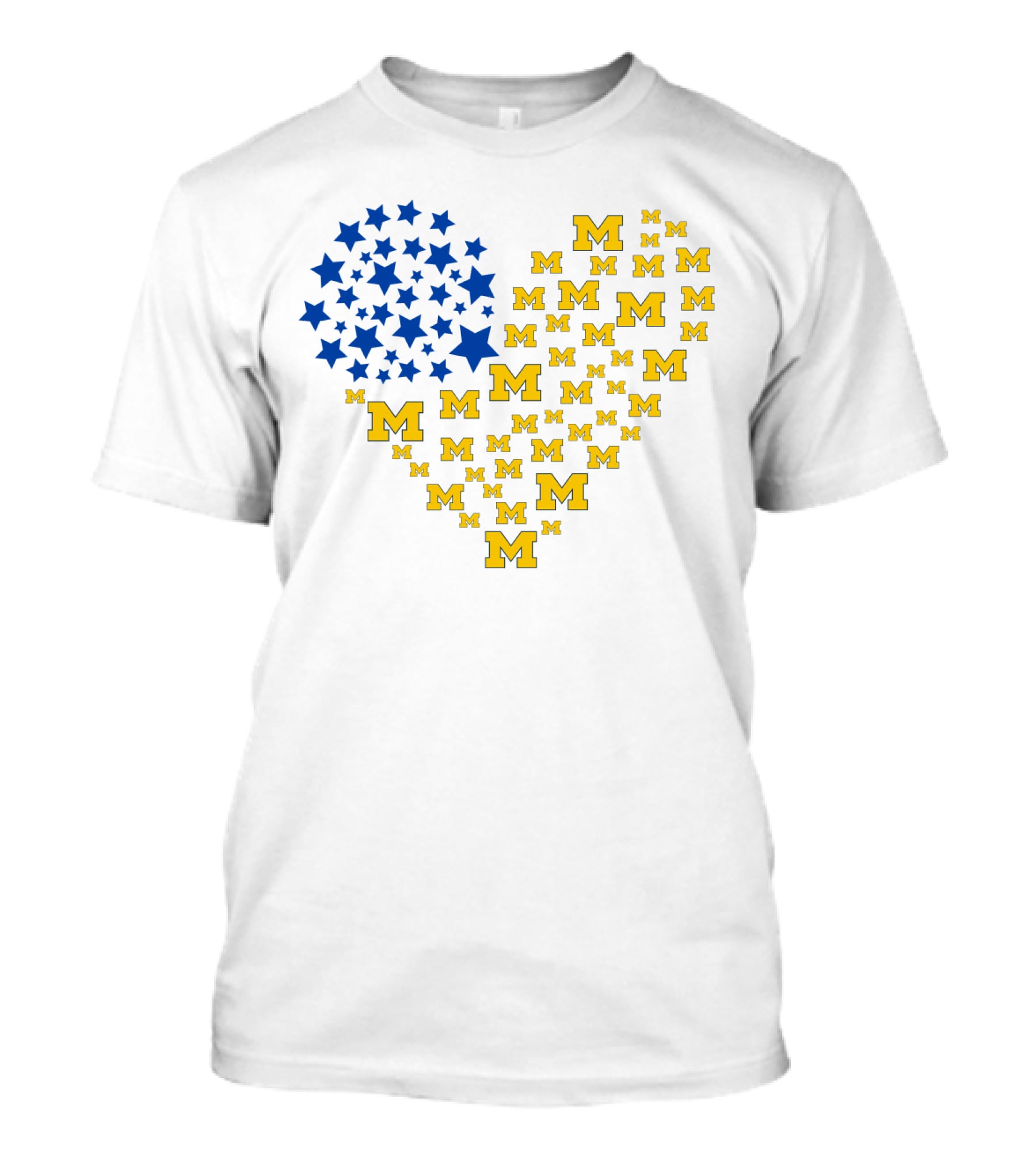 Heartflag Ncaa Michigan Wolverines M Emblem Star Heart T-Shirt