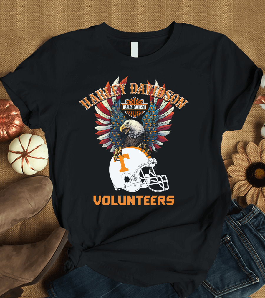 Harley Davidson Motor Cycles Volunteers Bald Eagle Helmet T-Shirt