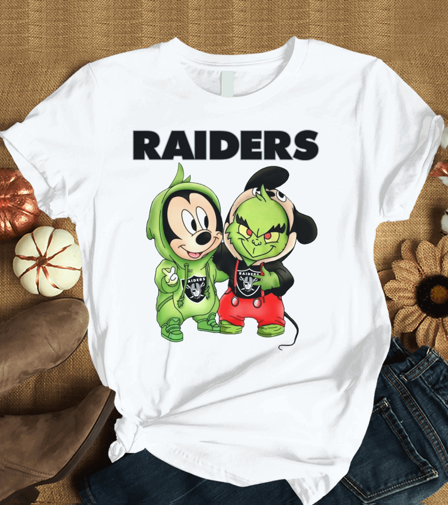 Mickey And Grinch Raiders Hoodie Cute Cartoon Characters T-Shirt