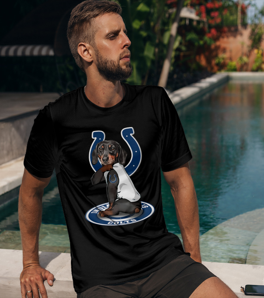 Indianapolis Colts Dog Wearing Horseshoe T-Shirt