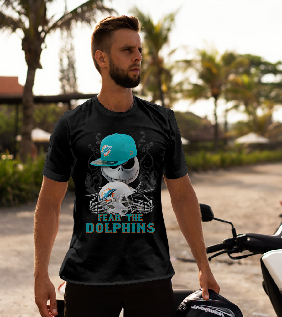 Miami Dolphins Fear The Dolphins Skeleton Helmet Snapback T-Shirt